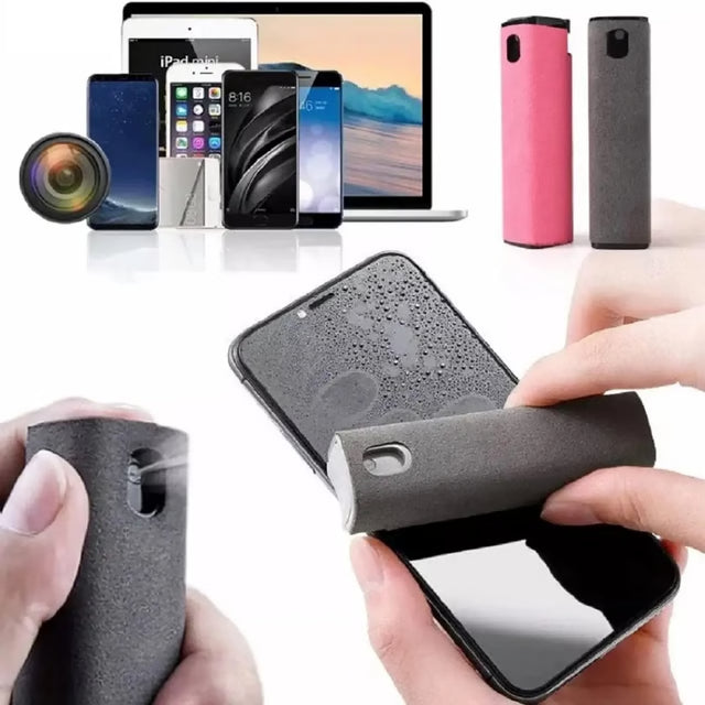 Portable Screen Cleaning Spray & Microfiber Cloth Set for Phones, Tablets & Glass Surfaces