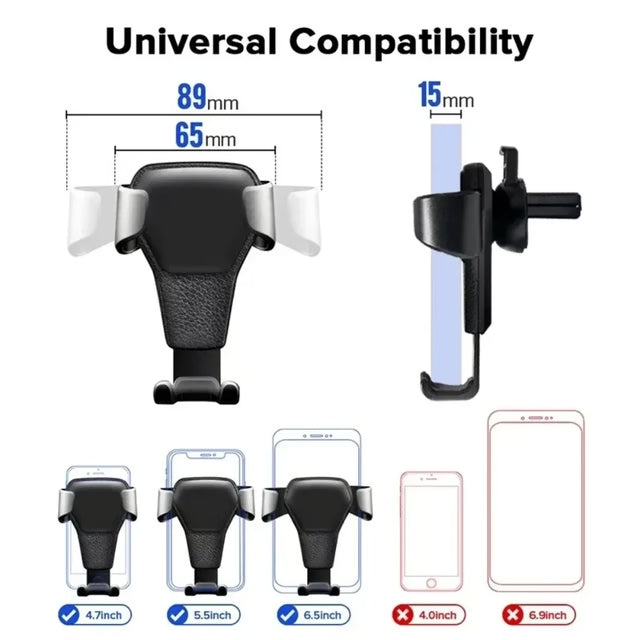 Universal Gravity Car Phone Holder Air Vent Mount for Hands-Free Viewing