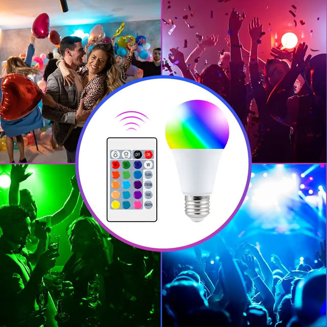 RGB Color Changing LED Light Bulb with Remote Control & Adjustable Brightness