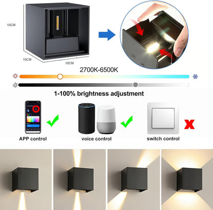 Smart RGB LED Wall Light with Adjustable Beam Angle & App Control