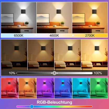 Smart RGB LED Wall Light with Adjustable Beam Angle & App Control