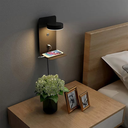Modern LED Wall Light with USB Charging Port & Adjustable Reading Lamp