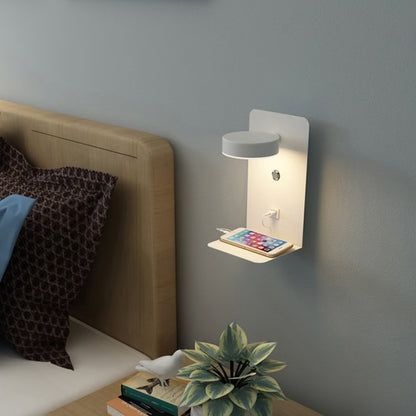 Modern LED Wall Light with USB Charging Port & Adjustable Reading Lamp
