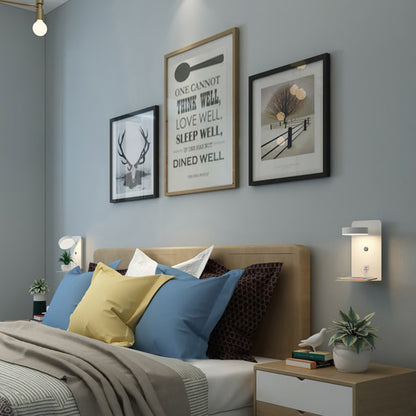 Modern LED Wall Light with USB Charging Port & Adjustable Reading Lamp