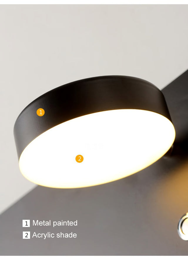 Modern LED Wall Light with USB Charging Port & Adjustable Reading Lamp