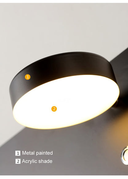 Modern LED Wall Light with USB Charging Port & Adjustable Reading Lamp