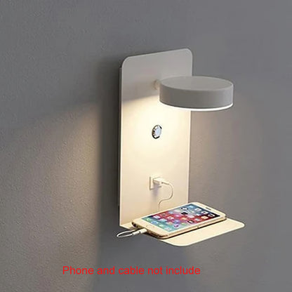 Modern LED Wall Light with USB Charging Port & Adjustable Reading Lamp