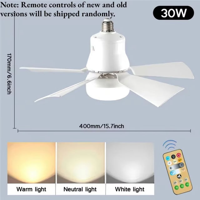 Modern Ceiling Fan with Dimmable LED Light & Remote Control