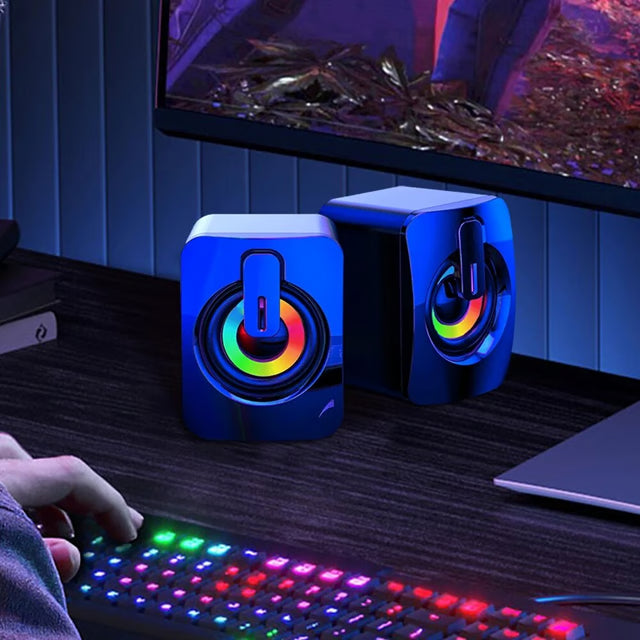 Premium LED Computer Speakers with High-Fidelity Stereo Sound for Desktop & Gaming