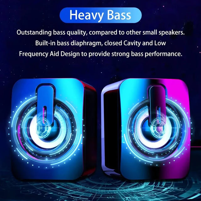 Premium LED Computer Speakers with High-Fidelity Stereo Sound for Desktop & Gaming