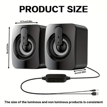 Premium LED Computer Speakers with High-Fidelity Stereo Sound for Desktop & Gaming