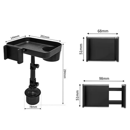 Car Cup Holder Tray with 360° Rotating Table & Organizer