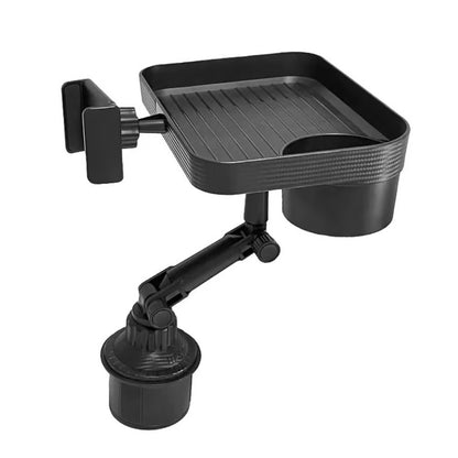 Car Cup Holder Tray with 360° Rotating Table & Organizer