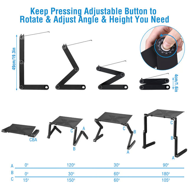 Adjustable Laptop Stand with 360° Rotating Joints – Foldable Ergonomic Desk Stand