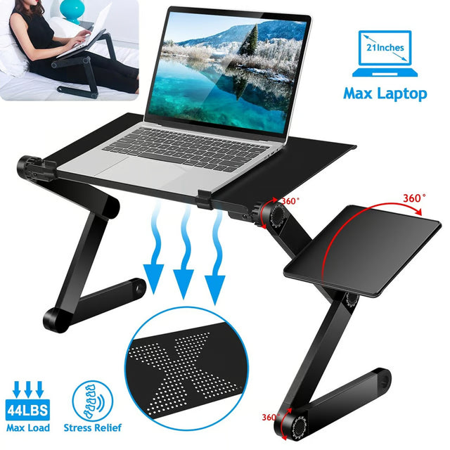 Adjustable Laptop Stand with 360° Rotating Joints – Foldable Ergonomic Desk Stand