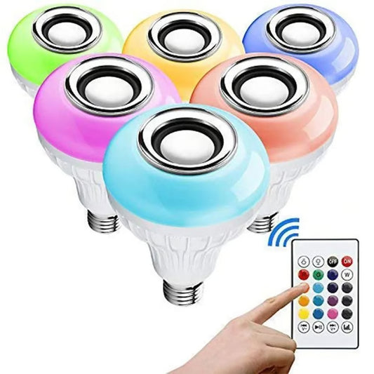 LED RGB Light Bulb with Bluetooth Speaker & E27 Base – Color-Changing Smart Light for Parties, Bedrooms & Home Decor