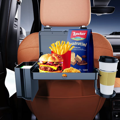 Backseat Organizer with Foldable Tray, Dual Cup Holders &amp; Phone Slot – Premium Vehicle Seat Back Organizer
