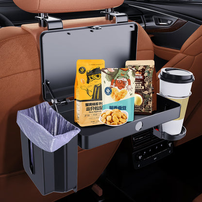 Backseat Organizer with Foldable Tray, Dual Cup Holders &amp; Phone Slot – Premium Vehicle Seat Back Organizer