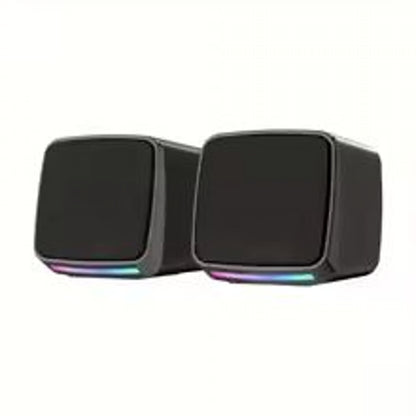 Mini USB Computer Speakers with Stereo Sound & Colorful Lights – Portable 6W AUX Desktop Speakers for Laptop & PC